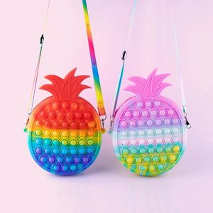 Schoudertassen Ananas Push Bubble Bag Decompressie Speelgoed Crossbody voor kinderen Volwassenen Autisme Handtas met speciale behoeften