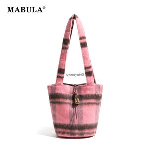 Sacs à bandoulière Rose Marron Rayé Femmes Fausse Fourrure Sling Bucket Bag y2k Vintage Winter Plus Soulder obo Purse Casual Tote andbagH24217