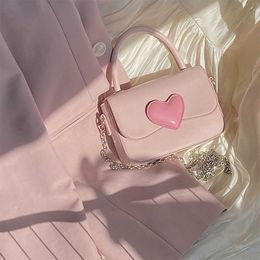 Sacs à bandoulière rose amour contraste couleur fille mignon sac à main dames 2023 été mode français luxe chaîne bandoulière pour femmes 230309