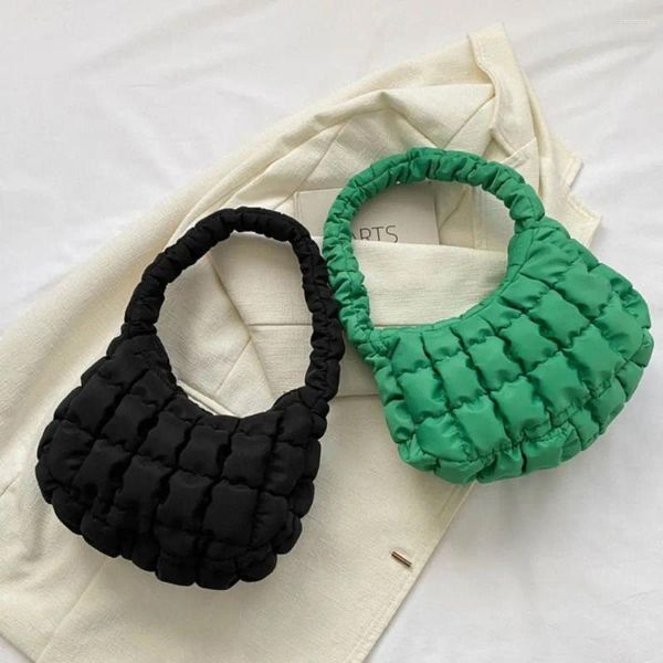 Bolsos de hombro Bolso de burbuja a cuadros lindo estilo coreano plegable bolso de nube enrejado mini bolso de mano para niñas