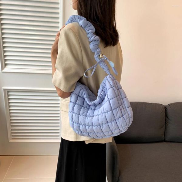 Sacs à bandoulière plissés pour femmes, sac à carreaux diamant, bandoulière matelassée, espace coton, sacs à main pour dames, bulle nuage sous les bras