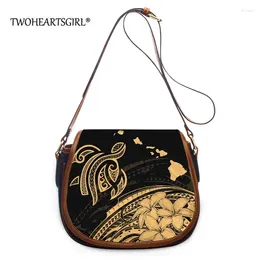 Schoudertassen Polynesische Hawaii Kakau Design Small Pu Leather Bag For Women 2024 Purse en Handtassen Vrouwelijke reiskruisbody