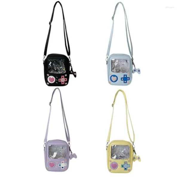 Bolsos de hombro Bolsa de cuero para teléfono de PU con diseño transparente PVC Crossbody JK Bolsa de estilo japonés Bolso lindo para mujeres y niñas