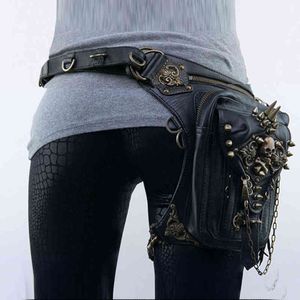 Sacs à bandoulière Punk Femmes Taille Packs pour Hommes Vintage Steampunk Coupes À Bandoulière Dames Gothique Pack Style Sac En Cuir De Haute Qualité 220119