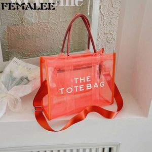 Schoudertassen PVC Doorzichtig Groot Merk The Tote Designer Casual Mesh Portemonnees Jelly Transparant Dames Handtas 221115239y