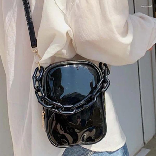 Sacs à bandouliers PVC Sac transparent Femmes Fashion Girls Clear Girls Chain Crossbody Messenger Handbag Purse Bolsa Feminina