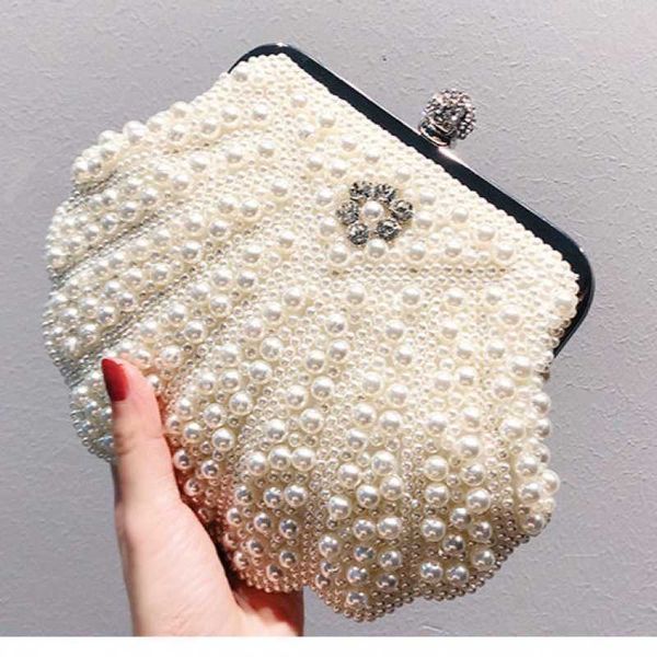 Sacs à bandoulière Qipao Sac Nouveau Type Shell Perle Perlée Femmes Eau Diamant Soirée Mariée Robe De Poche 240427