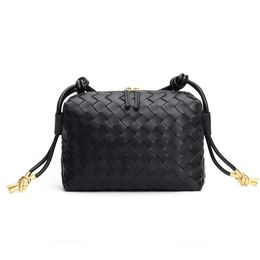 Sacs à bandoulière Sac à bandoulière en cuir véritable à petite boucle en cuir Intrecciato avec sac à bandoulière de marque métallique noué sacs à main et sacs à main pour fille