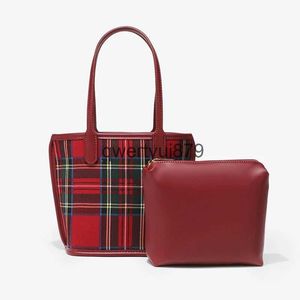 Bolsos de hombro Bolsos compuestos de tela escocesa roja para mujeres Diseñador de lujo andbags y monederos 2024 Nuevo en Fasion Wedding Small Underarm SoulderH24131