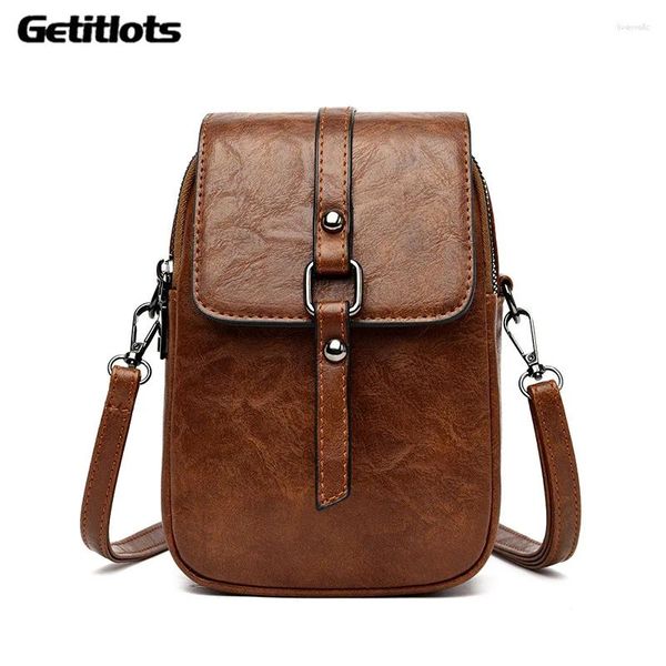 Bolsos de hombro bolso retro bolsillo casual de bolso cruzado para mujeres monedero mini mensajero doble cremallera teléfono dinero