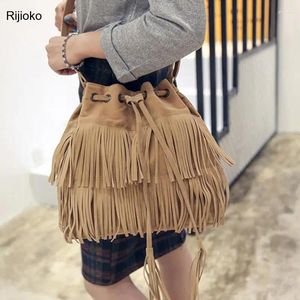 Schoudertassen retro faux suède fringe dames messenger draagtas handtas kwast handtassen crossbody tas