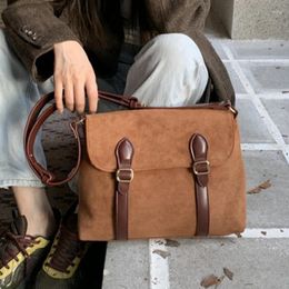 Sacs à bandoulière rétro en Faux daim pour femmes, sacoche de grande capacité, fourre-tout Simple, couleur unie, sacs à main de trajet