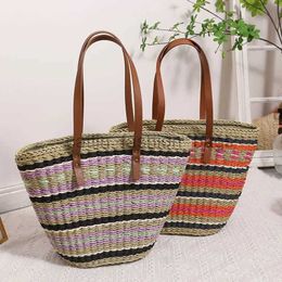 Bolsas de Ombro Retro Old Flower Stripe Um Ombro Str Tecido Bolsa Novo Temperamento Bolsa de Tecido Portátil Feminina Praia Férias Praia Bagcatlin_fashion_bags