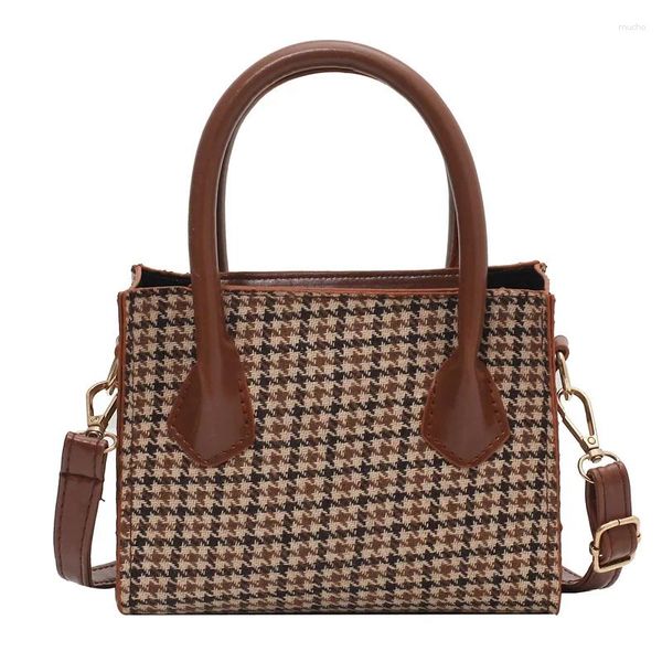 Sacs à bandouliers rétro Plaid Handbag Pu Leather Messenger Mini Sac vintage pour les femmes Travel Top-Handle Crossbody 2024