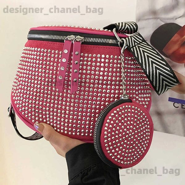 Sacs à bandoulière Strass PU Femmes Poitrine Sac Taille Pack Sacs À Main Mode Dames Fanny Packs Sangle Épaule Bandoulière Sac Femme Sac Décontracté T240116