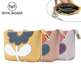 Sacs à bandouliers Royal Sobger mignon Coin Purse for Women Vow Awne Cow Cuir Fashion Mini portefeuille Small de rangement avec porte-clés 1521