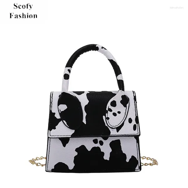 Sacs à bandouliers Scofy Fashion Cow Print Mini Crossbody for Women Elegent Handbag et Purse Luxury High Designer Floral Small Bag