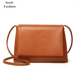 Bolsos de hombro de la moda scofy minimalista suave puro de cuero elegante mensajero de diseñador para mujeres bolsos de lujo y bolsos