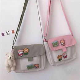 Sacs à bandoulière Shopping pour femmes doux Kawaii dessin animé imprimé toile loisirs magasin quotidien sac bandoulière sacoche sac à main