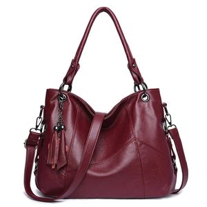 Bolsos de hombro Bolsos de hombro para mujer bolso de cuero suave de agua bolso bandolera estilo europeo americano bolso de mano Retro Vintage 230210