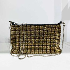 Sacs à bandoulière Siny Metallic Rinestones Designer de luxe et sacs pour femmes bourse 2023 nouvelle mode diamant bandoulière soulder sac de soirée h24131