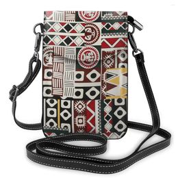 Sacs à bandouliers Small Pu Leather Crossbody Mini Geométric Print Purse Sac Femmes Portefeuilles Pocket Hands Sac à main