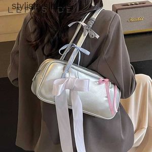 Sacs à bandouliers Small Rubbon Design Migne Pu Leather Sac à main et sac à main Femmes de concepteur de luxe 2024 Y2K Korean Fashion Underarm H240528