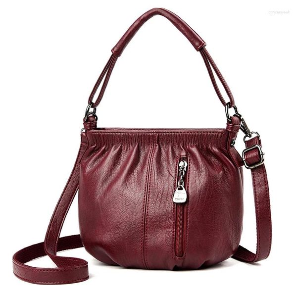 Bolsos de hombro pequeños de color sólido PU bolsos de cuero para mujeres hermosas 2024 Totas de viaje de lujo retro retro retro