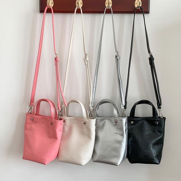 Bolsos de hombro de cuero PU suave para mujer, bolso tipo cubo, estilo pijo, minibolsos para jóvenes, bandolera de lujo, venta completa