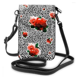 Bolsos de hombro, bolso de PU suave, bandolera pequeña para mujer, diseños de rosas de lujo, carteras de mano de cuero de alta calidad para teléfono