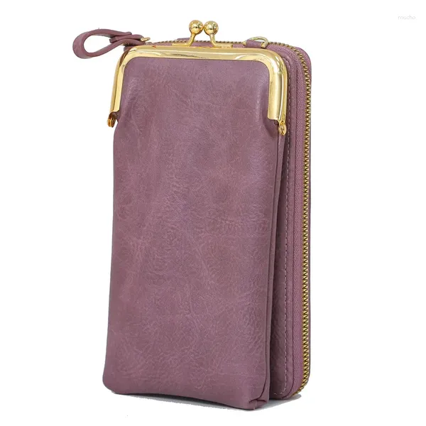 Bolsos de hombro de Color sólido para mujer, paquete de lujo ligero, multifuncional, con cremallera, bolso cruzado para teléfono móvil, bolso portátil