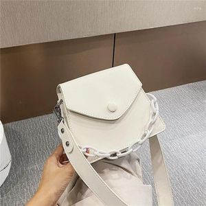 Schoudertassen Effen Kleur Dikke Ketting Kleine PU Lederen Crossbody Voor Vrouwen 2024 Zomer Cross Body Tas Dames Handtassen