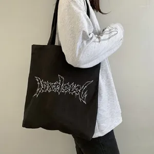 Bolsos de hombro letras especiales impresión punk harajuku lienzo de estilo gótico comprador gran capacidad bolso de bolso de mujer vintage