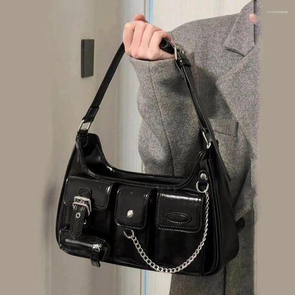 Sacs à bandouliers Spicy Girls Leisure Little Crowd Port Style High Level Motorcycle Bag Multi Pocket Underarm Messenger