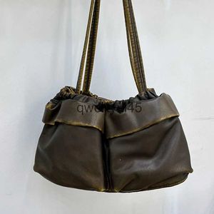 Sacs à bandoulière Fourre-tout carré pour femmes Designer de luxe et sacs et sacs à main 2023 Nouveau dans Vintage PU Soft Double poches plissées SoulderH24131