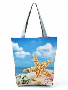 Sacs à bandoulins Starfish Imprimé Sac Sac haute capacité Eco Reutilisable Shopping All-Match Plimable Travel Beach Can Custom Modèle