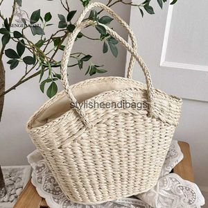 Sacs à bandoulière Sacs de paille pour femmes 2023 Été Sac à bandoulière en rotin tissé à la main Sac à main tissé à la main Sac de plage en osier Bohême Bali Sac à main TotesH24219