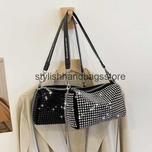 Schoudertassen spullen live streaming netwerk rode tas nieuwe zomer diamant keten stijlvol meisje heldere single schouder crossbody trendy h240417