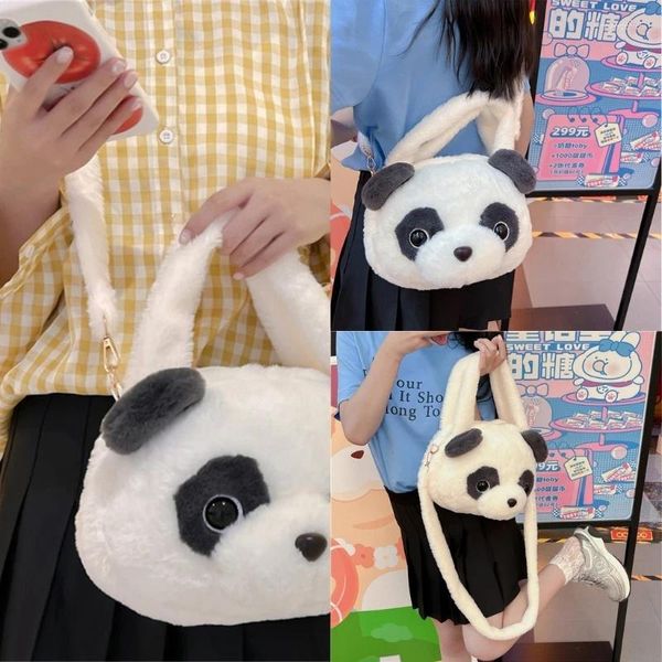 Bolsos De Hombro Elegante Bolso Con Cabeza De Panda Bolso De Felpa Perfecto Para Llevar Artículos Pequeños