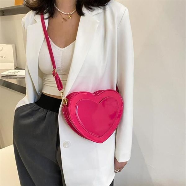 Bolsos de hombro de verano para mujer, bolso de gelatina transparente, Color caramelo, bandolera, cadena de moda, mensajero femenino en forma de corazón 300d