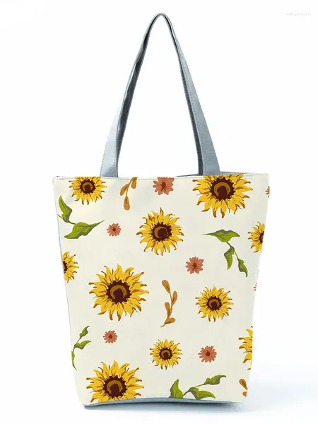 Sac à bandoulins Sac imprimé de tournesol extérieur haute capacité écologique adaptation aux dames florales simples portables