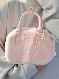 Schoudertassen zoete handtassen voor vrouwen roze messenger tas trendyol schattige dame casual harige kawaii Japanse katoenen schoudertas