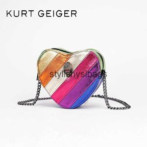 Sacs à bandoulière Tennis Kurt G London of Hearts KURT GEIGER Nouveau sac à bandoulière Contrast Rainbow Splice Sac à bandoulière Marque britannique Designer Handbagstylishyslbags