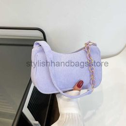 Bolsos de hombro Bolso de textura 2022 Primavera / Verano Nuevo Terciopelo a rayas Moda Bolso bandolera de un hombro Bolso para axilas Bolso pequeño de manoestilobolsos de mano