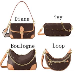 Sacs à bandoulière Top LOOP Portefeuille sur chaîne Ivy Brown Sac à bandoulière Designer Femmes Hommes Embrayage Demi-Lune Luxe Diane Sac Cross Body Chaîne en cuir fourre-tout sacs à main sacs à main