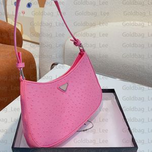schoudertassen tote onderarm pakket patent struisvogel lederen email metaal driehoekig logo roze nylon voering handtassen ontwerper tas symbole cleo hobo tas 1BC156 1BC499