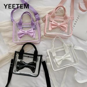 Bolsos de hombro bolso transparente para mujer 2024 Primavera Verano lindo bolso coreano para chica bolso cruzado con lazo de Pvc bolsos laterales