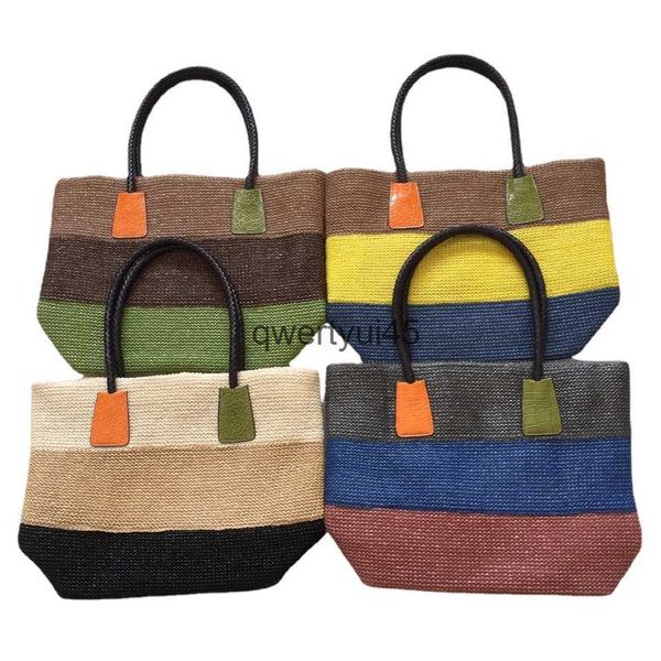 Bolsos de hombro Bolso de alma a rayas color árbol pawork y bolso tejido de gran capacidad para mujer H2421