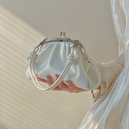 Bolsas de hombro Bolsos de diseñador de moda Tote Lindo clip plisado Bolsa de cena Cadena de mano Crossbody Dumpling Mujer 240311