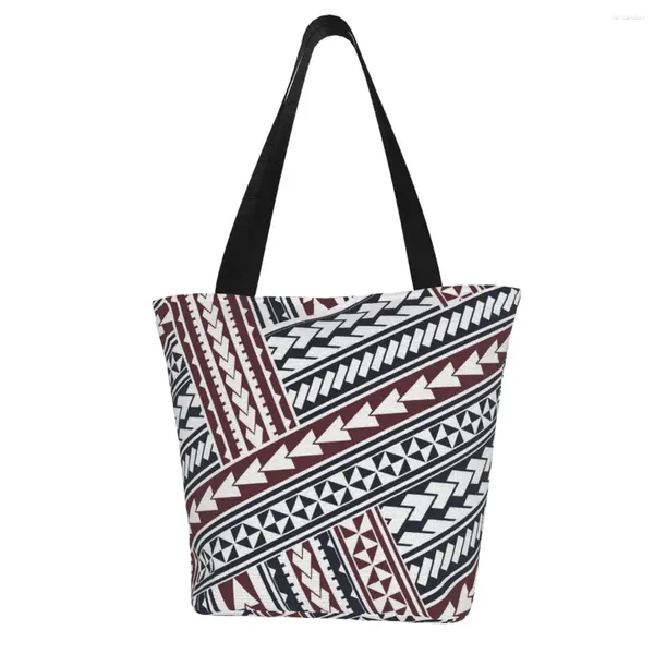 Sacs à bandouliers Tendy Hawaiian Tribal Design Tone Casual Tote Sacs pour femelles Sac de plage à imprimé rayé Polynésien Femmes Portable Shopping